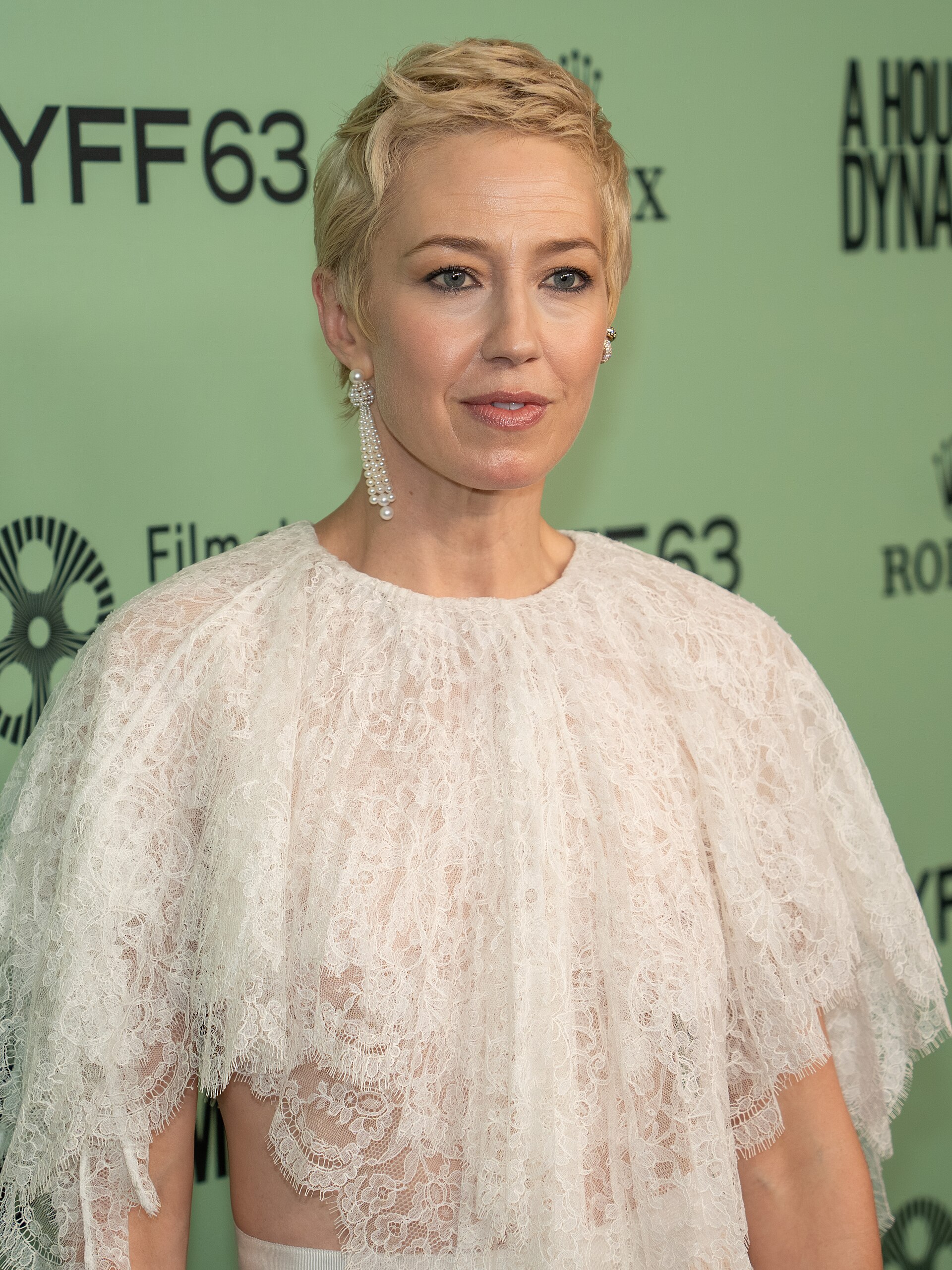 Carrie Coon, actress, at the 63rd annual New York Film Festival at Lincoln Center in 2025 for the film A House of Dynamite