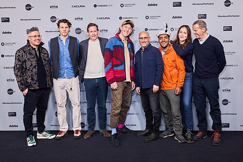 Cast and crew of The Last First - Winter K2 at the 2026 Sundance Film Festival