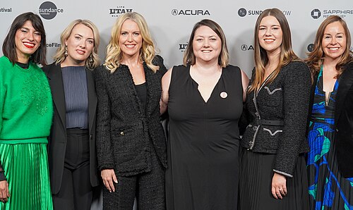 Catalina Ruiz-Navarro, Selina Miles, Jennifer Robinson, Brittany Higgins and Malinda Wink at Silenced premiere during the 2026 Sundance Film Festival