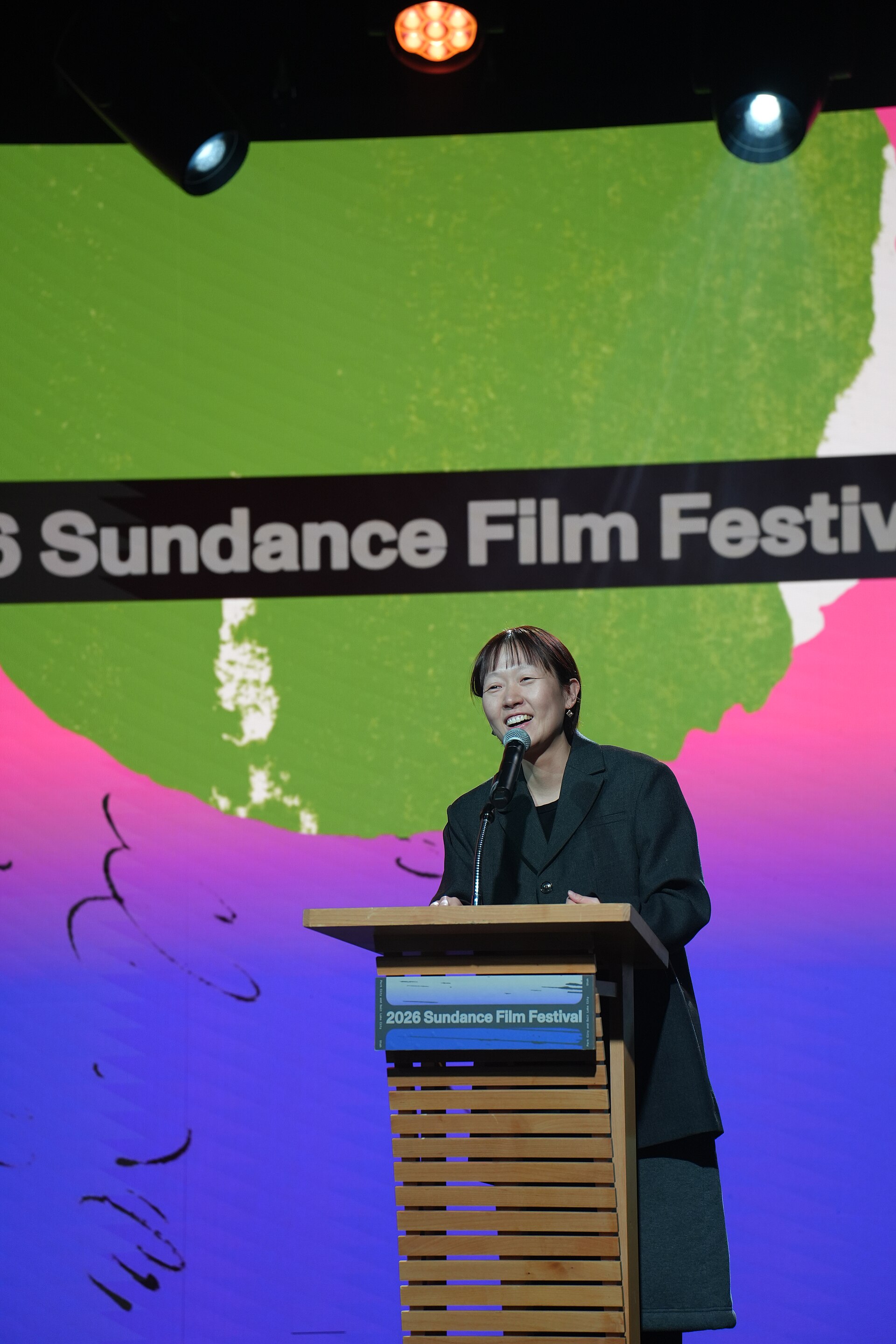 Celine Song at the 2026 Sundance Film Festival Awards where she served as member of the U.S. Dramatic Competition jury for the 2025 Sundance Film Festival.