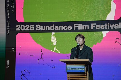 Celine Song at the 2026 Sundance Film Festival Awards where she served as member of the U.S. Dramatic Competition jury for the 2025 Sundance Film Festival.