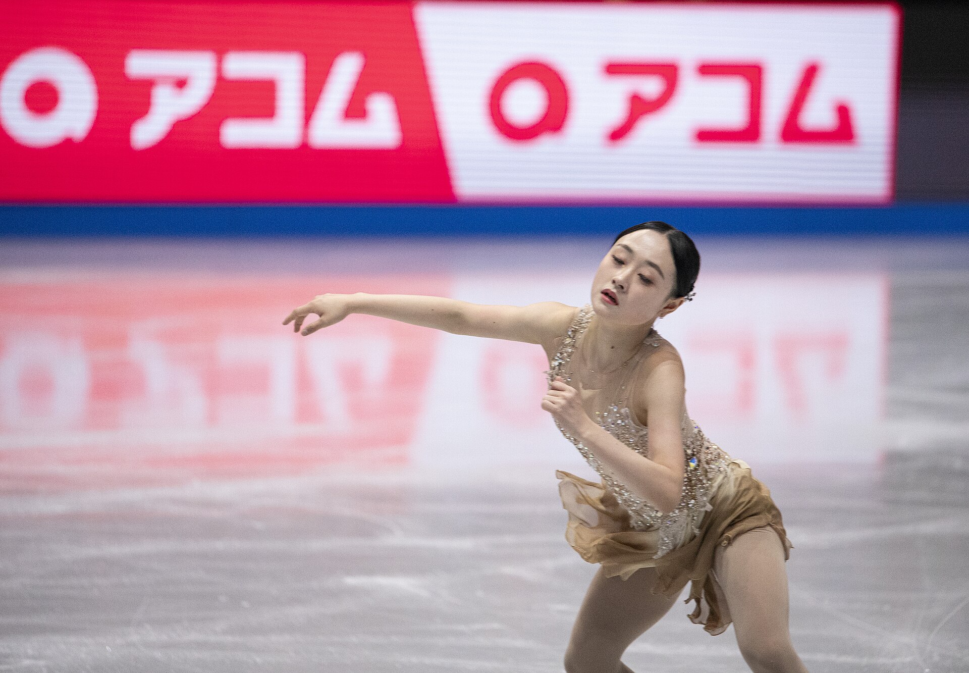 Chaeyeon Kim, South Korean figure skater, at the 2025 World Figure Skating Championships at TD Garden in Boston, Massachusetts.