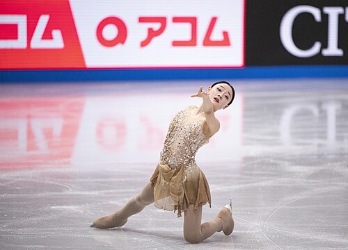 Chaeyeon Kim, South Korean figure skater, at the 2025 World Figure Skating Championships at TD Garden in Boston, Massachusetts.