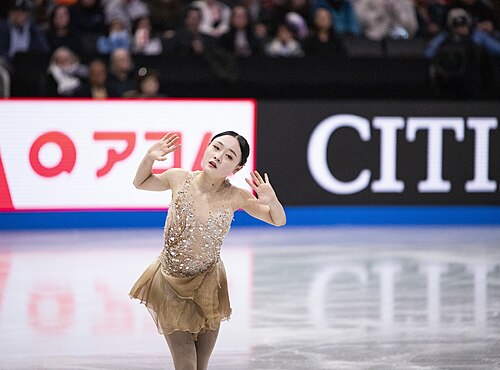 Chaeyeon Kim, South Korean figure skater, at the 2025 World Figure Skating Championships at TD Garden in Boston, Massachusetts.