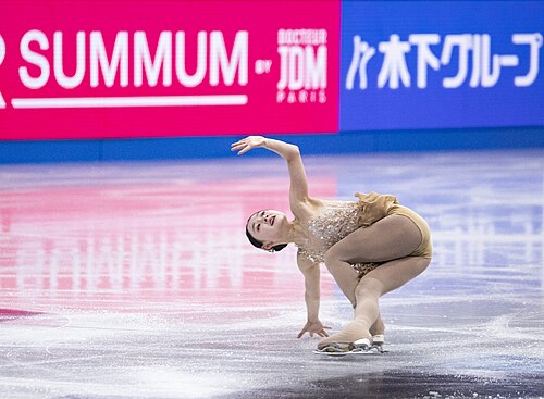 Chaeyeon Kim, South Korean figure skater, at the 2025 World Figure Skating Championships at TD Garden in Boston, Massachusetts.