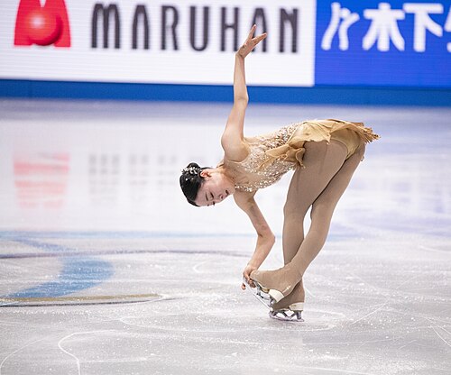 Chaeyeon Kim, South Korean figure skater, at the 2025 World Figure Skating Championships at TD Garden in Boston, Massachusetts.