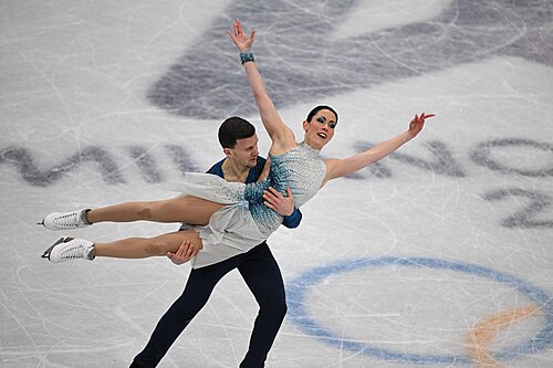 MILAN, ITALY - 11 FEBRUARY 2026: Charlene Guignard and Marco Fabbri of Italy compete during the Figure Skating Ice Dance Free Dance at the Olympic Winter Games Milano Cortina 2026 Milano Ice Skating Arena on February 11, 2026 in Milan, Italy