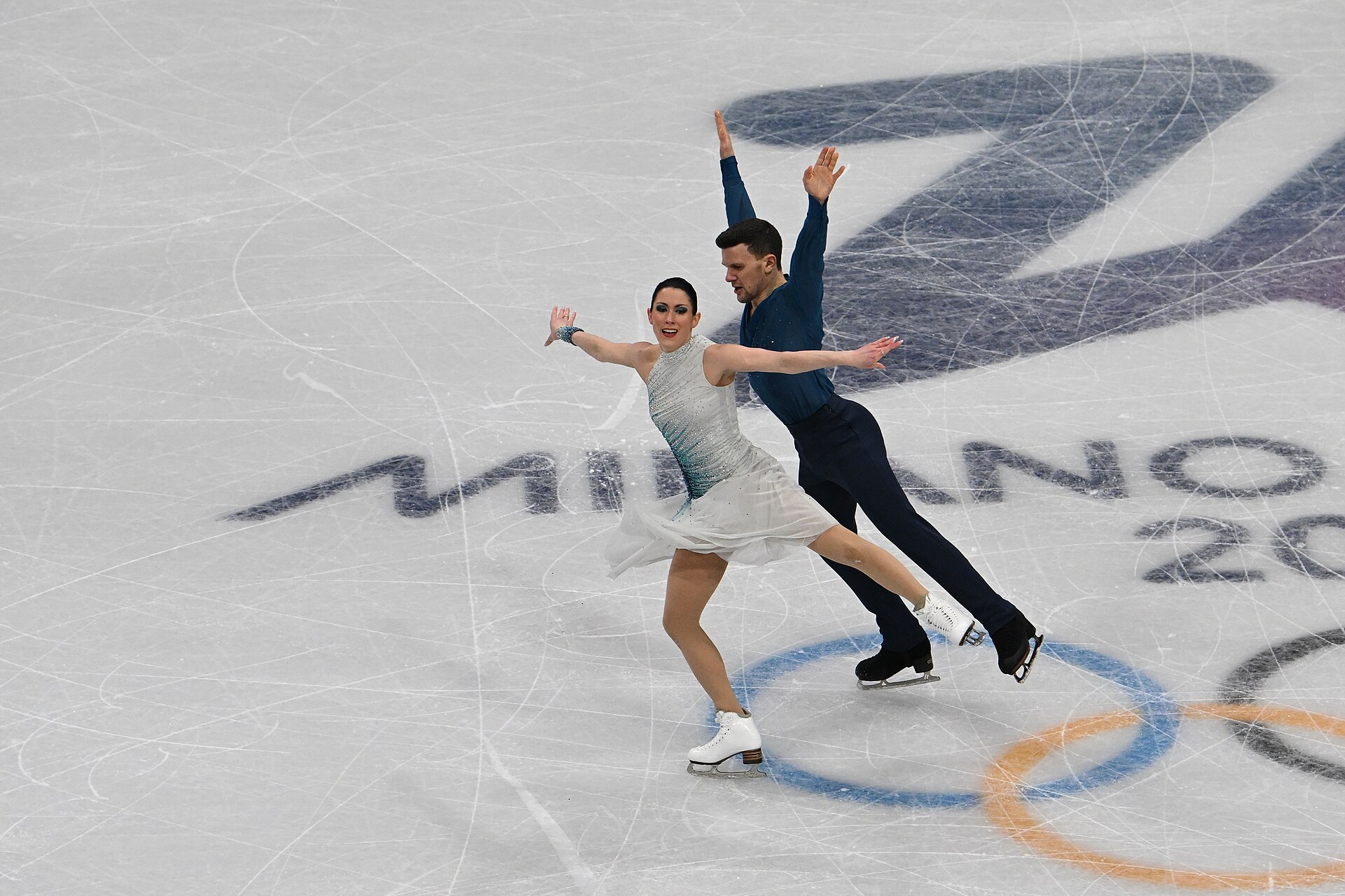 MILAN, ITALY - 07 FEBRUARY 2026: Charlene Guignard and Marco Fabbri of Italy compete during the Figure Skating Team Event Ice Dance-Free Dance at the Olympic Winter Games Milano Cortina 2026  Milano Ice Skating Arena on February 07, 2026 in Milan, Italy