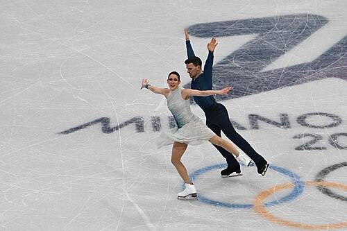 MILAN, ITALY - 07 FEBRUARY 2026: Charlene Guignard and Marco Fabbri of Italy compete during the Figure Skating Team Event Ice Dance-Free Dance at the Olympic Winter Games Milano Cortina 2026  Milano Ice Skating Arena on February 07, 2026 in Milan, Italy