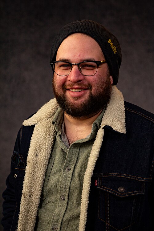 Charles Kass, producer, at the WikiPortraits studio at the 2025 Sundance Film Festival.