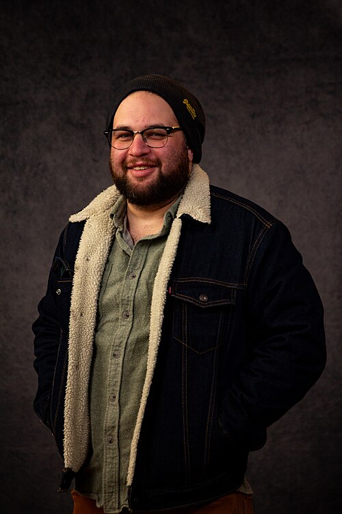 Charles Kass, producer, at the WikiPortraits studio at the 2025 Sundance Film Festival.