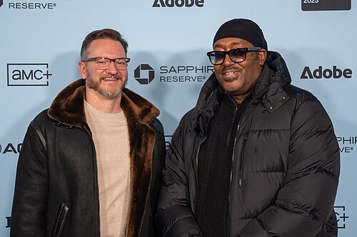 Chris Hanebutt and Mark Batson, composers, at the 2025 Sundance Film Festival for The Alabama Solution