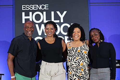 Chris Spencer, Schelle Purcell, Zoe Marshall, and Stacey Muhammad at Essence Fest 2025 after a panel discussion