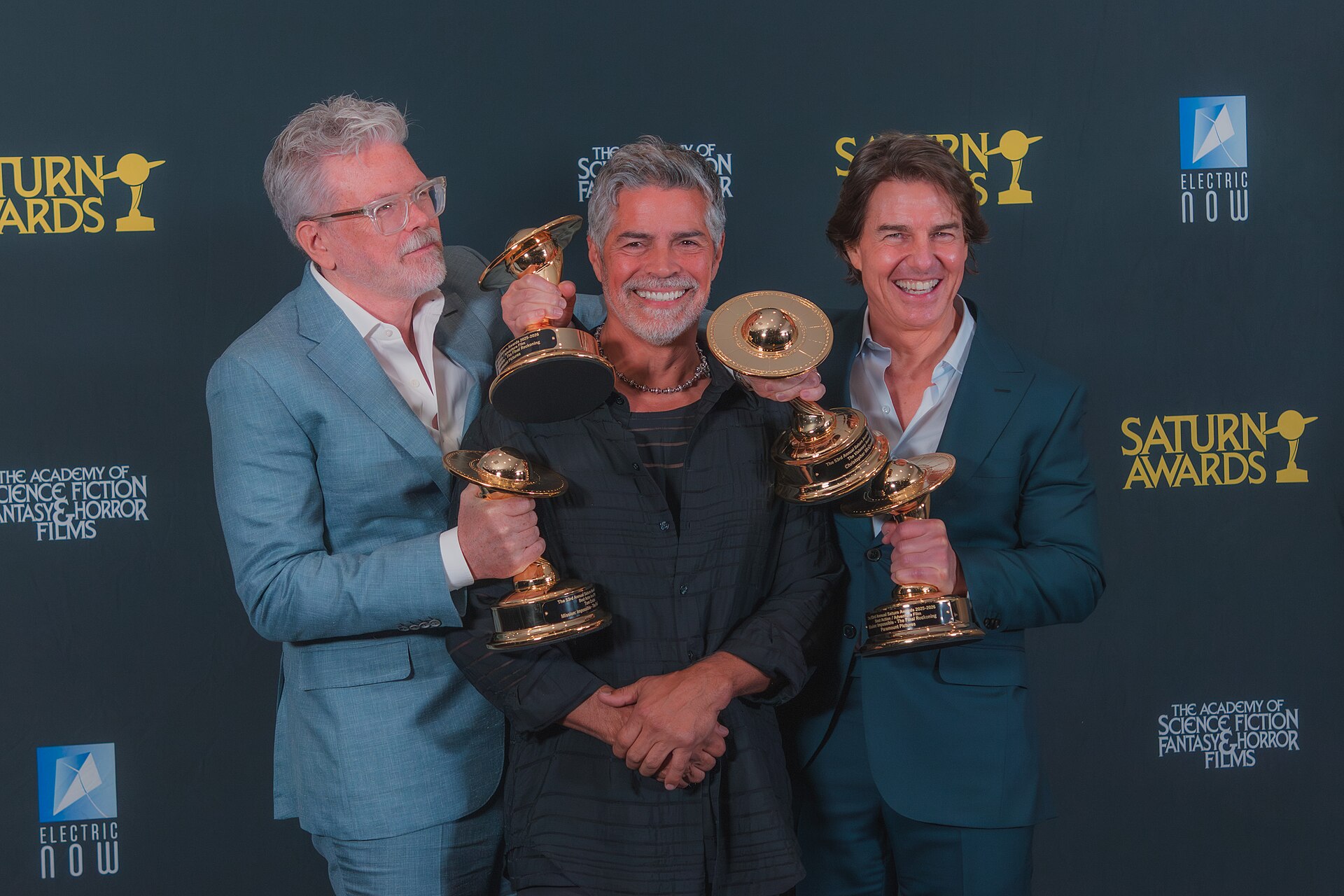 Christopher McQuarrie, Esai Morales, & Tom Cruise at the 53rd Saturn Awards