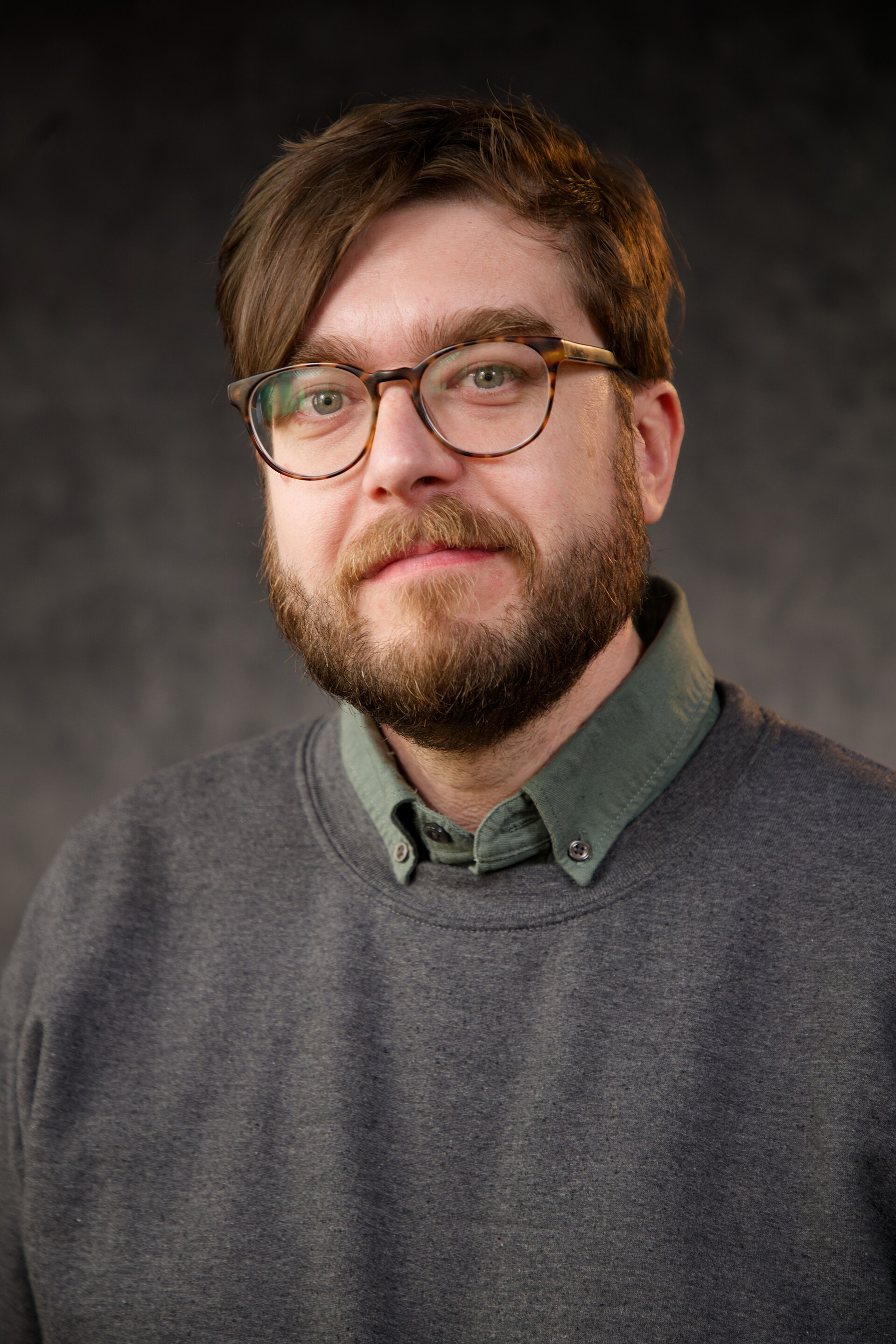 Christopher Passig, editor, at the WikiPortraits studio at the 2025 Sundance Film Festival.