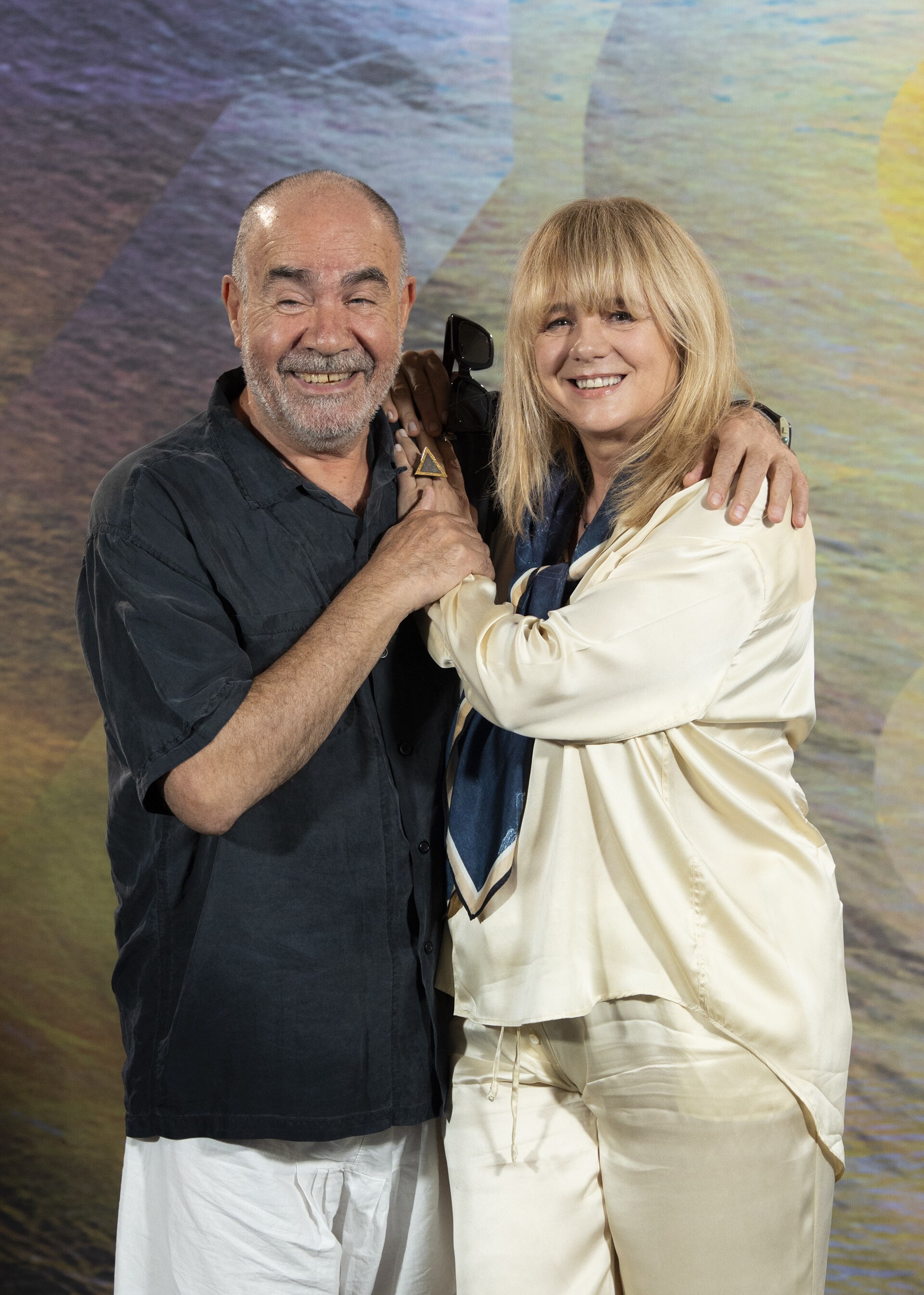 Actors Christos Stergioglou and Emma Suárez at the Locarno Film Festival in Locarno at the photocall for The Birthday Party