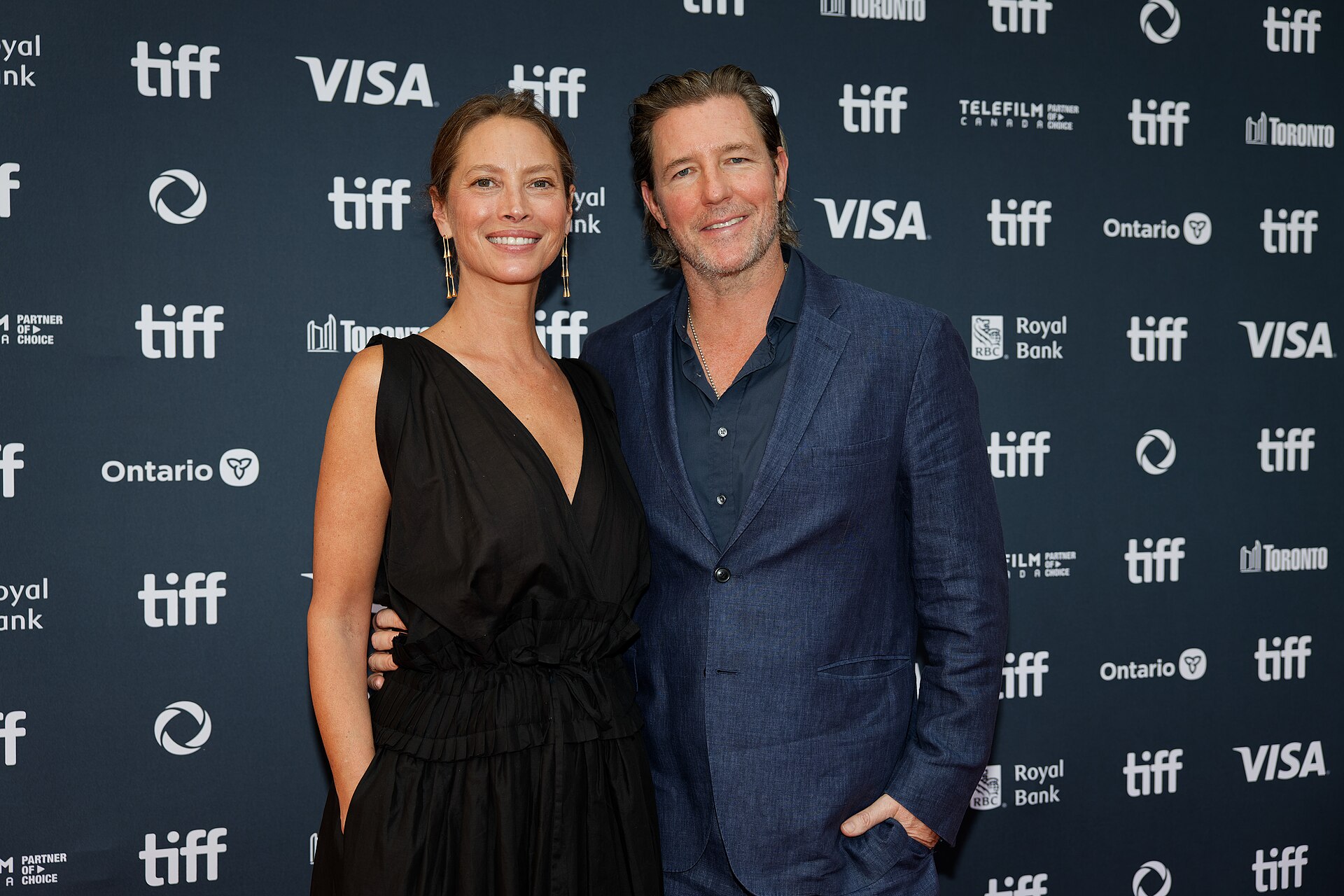 Christy Turlington and Edward Burns at the 2024 Toronto International Film Festival (TIFF) for the movie Millers In Marriage.
