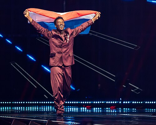 Claude, representing Netherlands, performing at Eurovision 2025 in Basel, Switzerland.