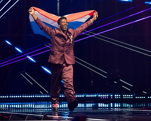 Claude, representing Netherlands, performing at Eurovision 2025 in Basel, Switzerland.
