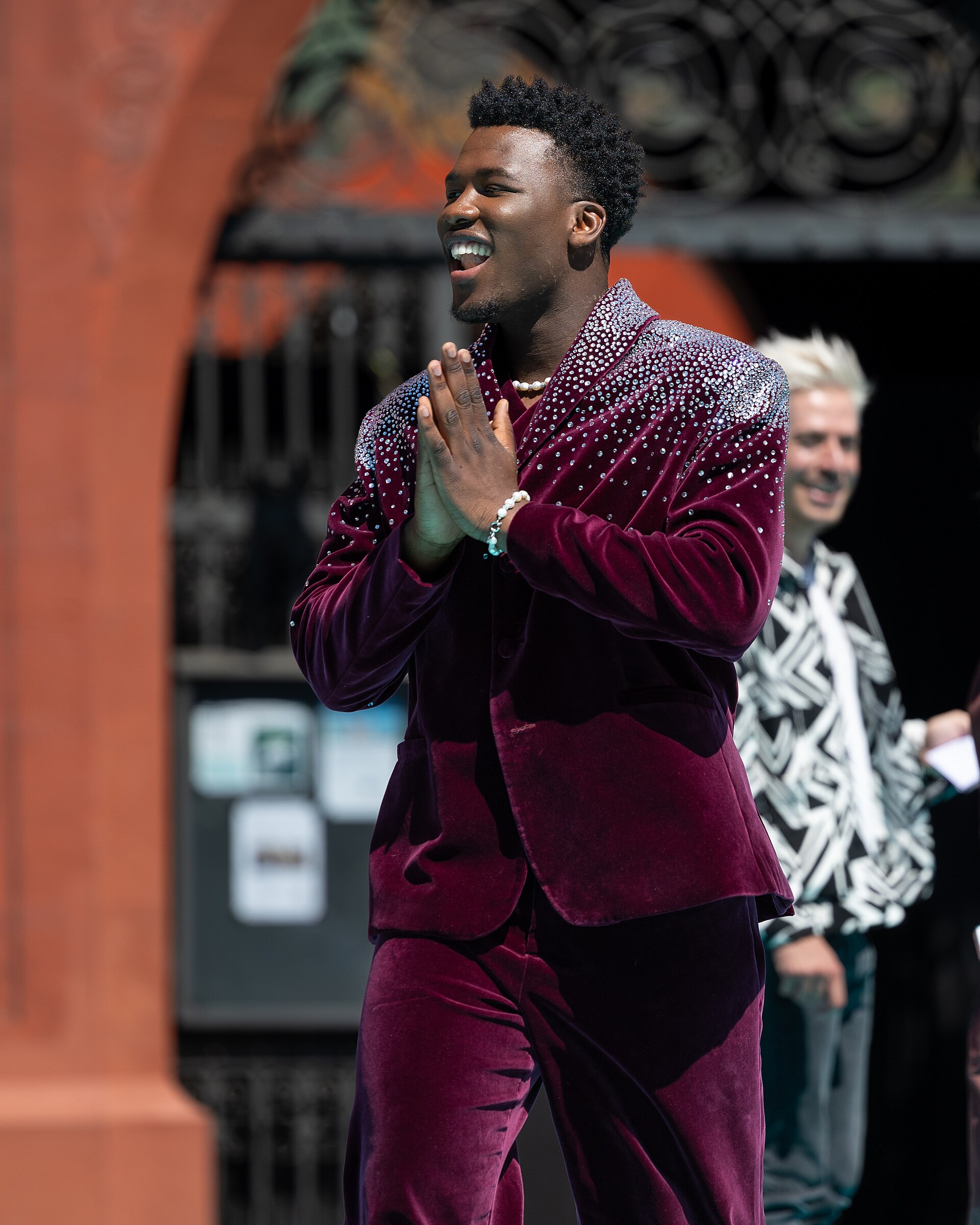 Claude, representing Netherlands, on the Turquoise Carpet at Eurovision 2025 in Basel, Switzerland.