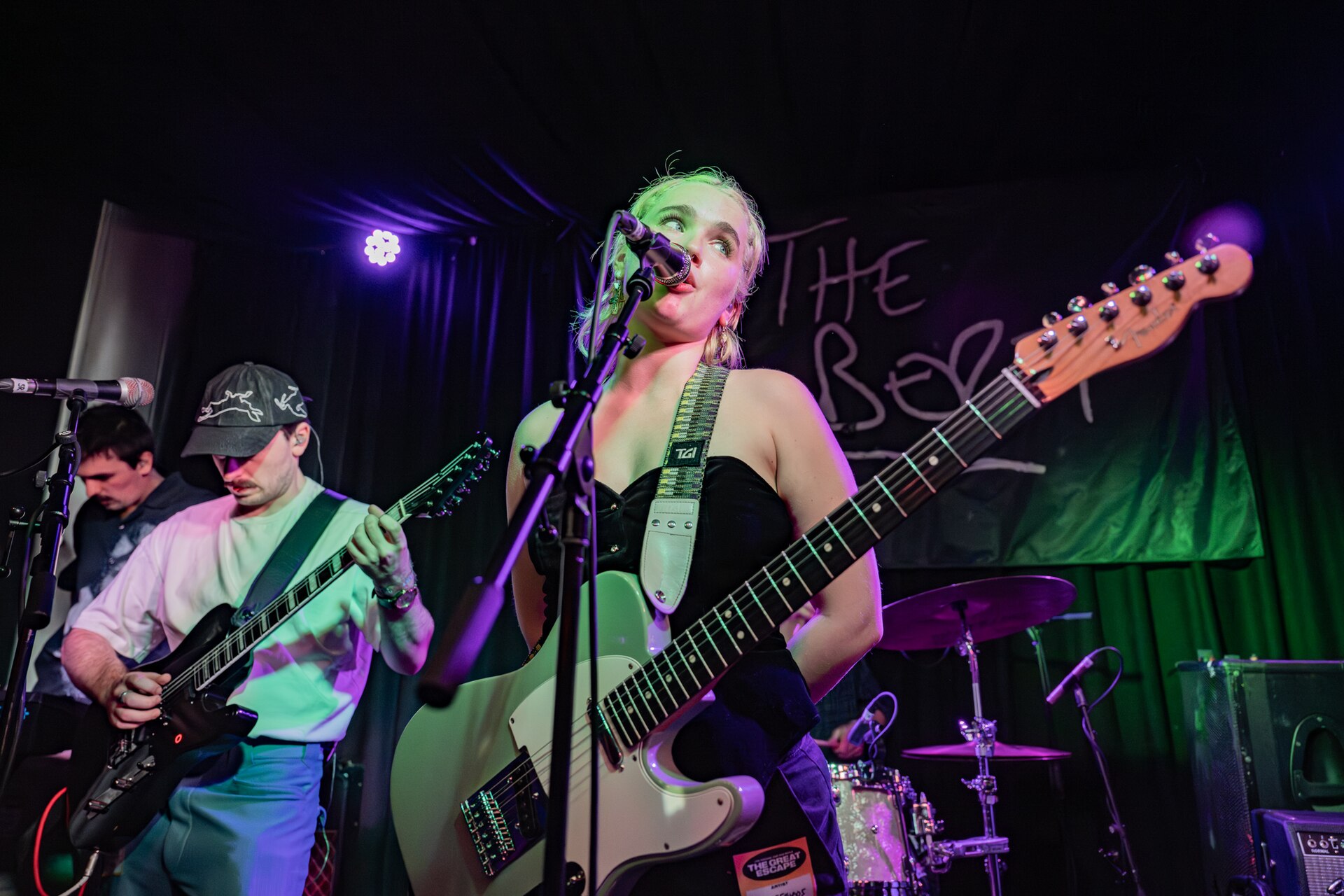 Cliffords, The Prince Albert, Brighton UK, The Great Escape Festival 2025, 15/05/25. 
L-R, Locon O'Toole, Harry Menton, Iona Lynch