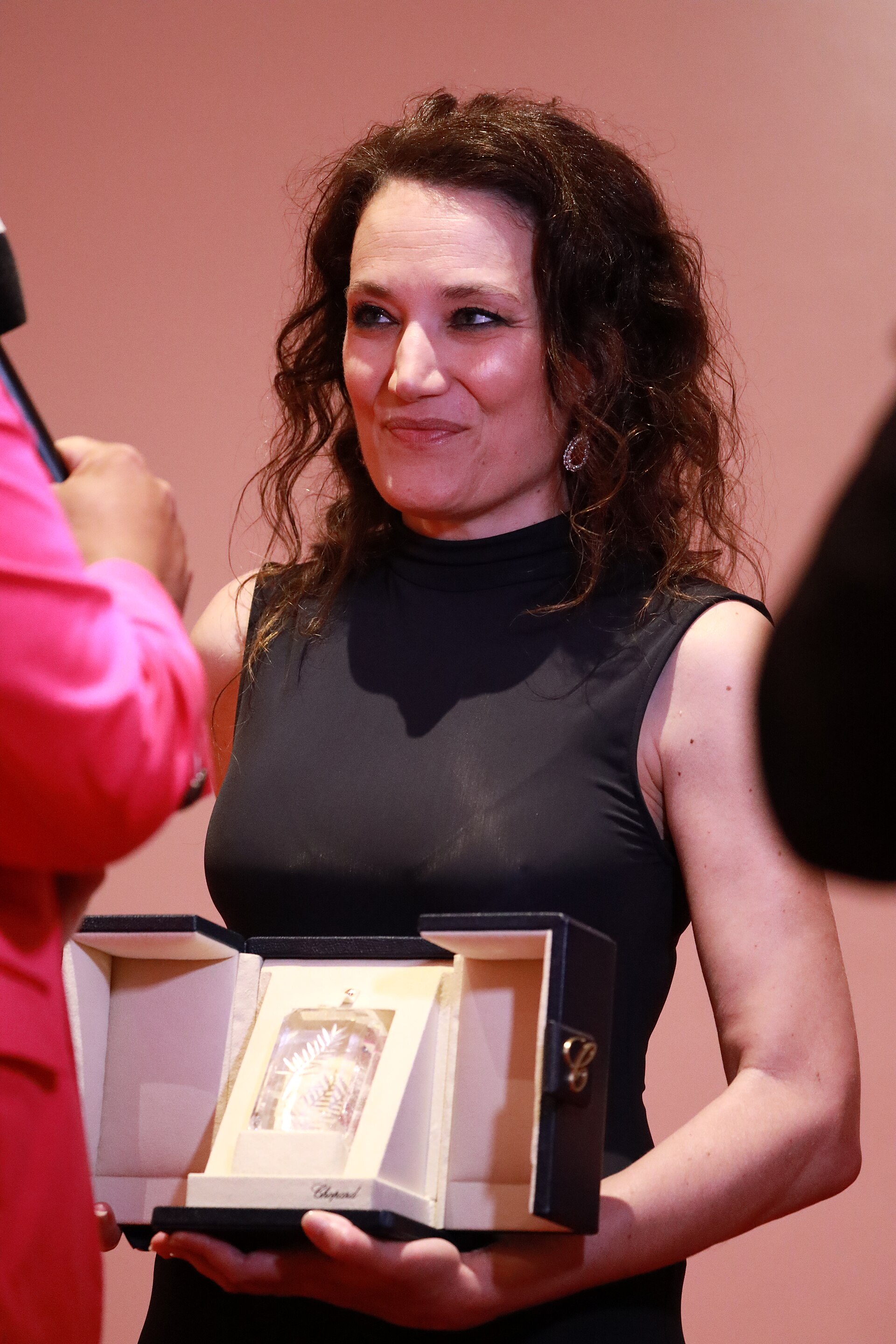 Coralie Fargeat at the 2024 Cannes Film Festival closing press conference for her film The Substance.