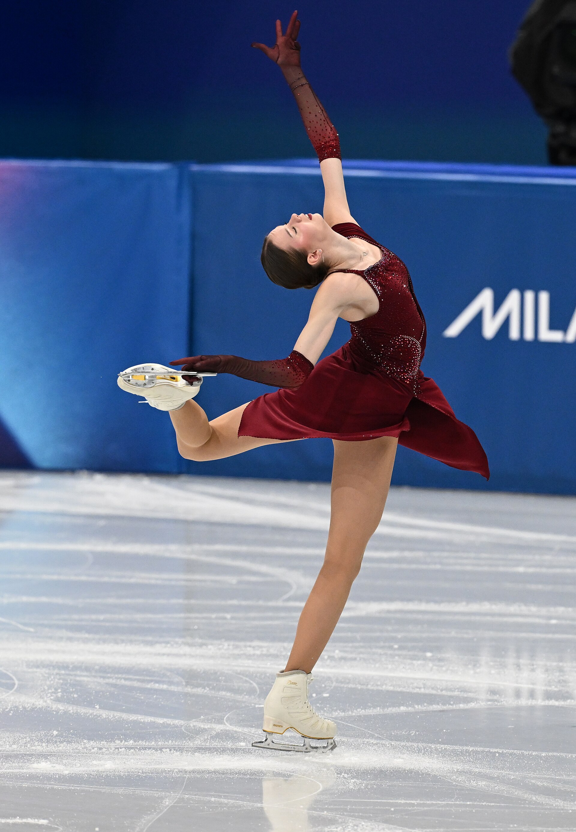 MILAN, ITALY - 17 FEBRUARY 2026: Viktoriia SAFONOVA of Belarus (AIN) compete during the Figure Skating Women Single Skating Short Program at the Olympic Winter Games Milano Cortina 2026  Milano Ice Skating Arena on February 17, 2026 in Milan, Italy