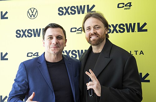Writer of Cold Wallet Cutter Hodierne with Raphael Swann at World Premiere during SXSW 2024