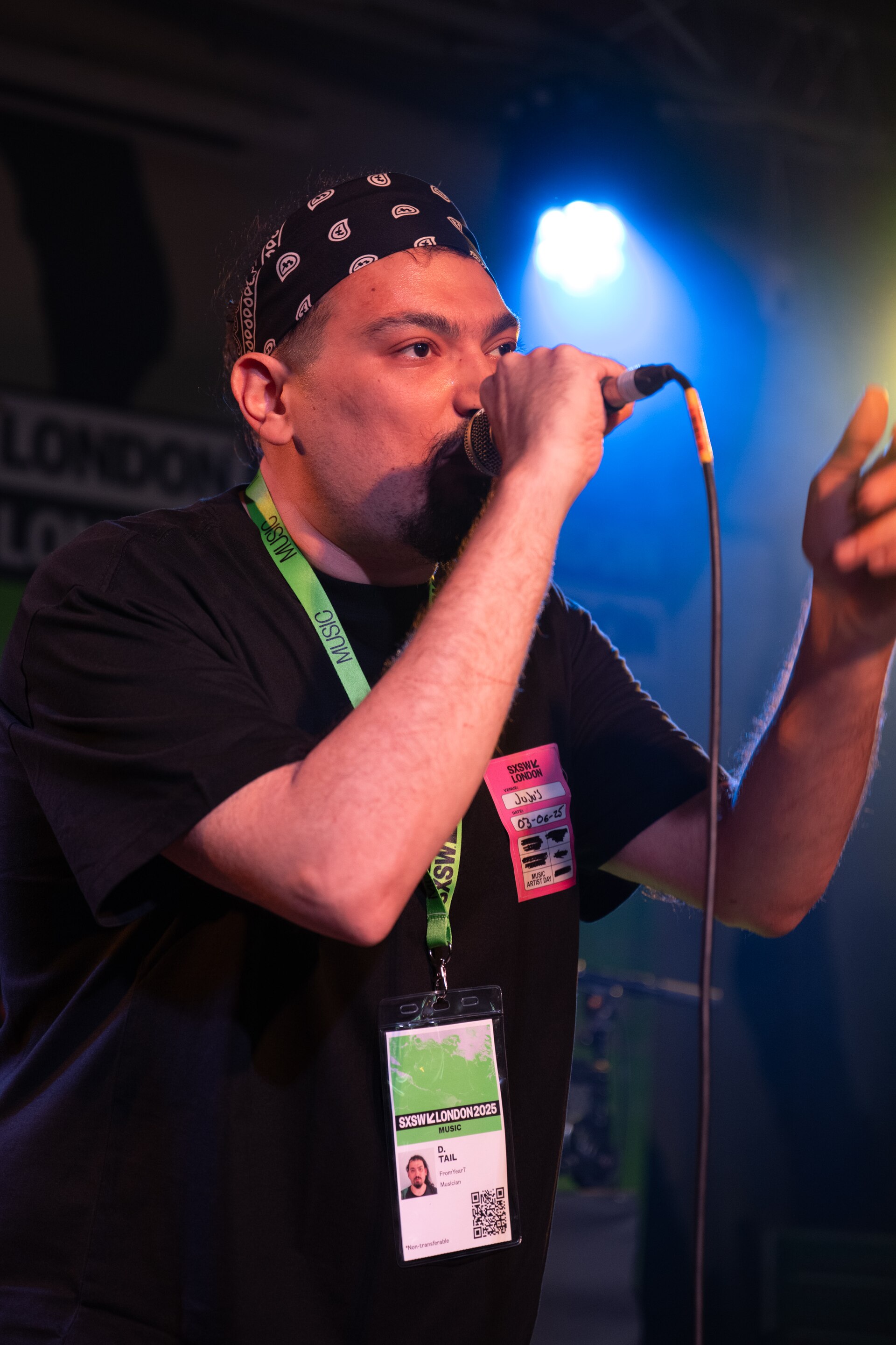 D. Tail, rapper, at the 2025 SXSW London festival in London, England.