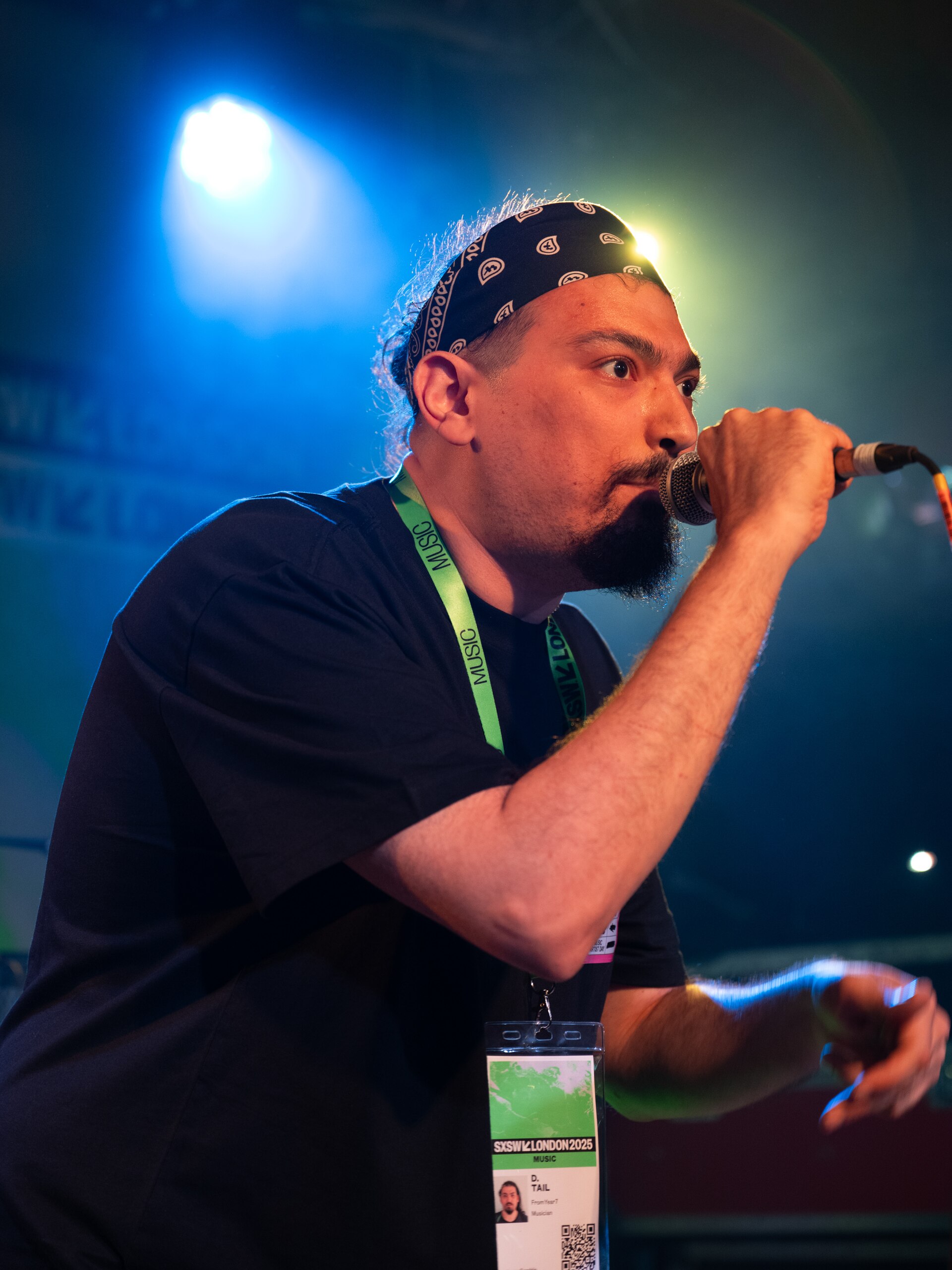 D. Tail, rapper, at the 2025 SXSW London festival in London, England.