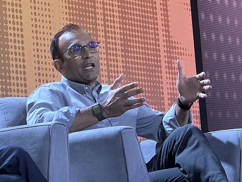 DJ Patil, General Partner at GreatPoint Ventures and Former U.S. Chief Data Scientist, speaking at the 2025 Knight Media Forum in Miami, Florida in February 2025