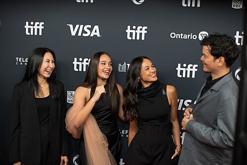 Daiwanne P. Ralie, Aurora Ribero, Hana Malasan, and Timo Tjahjanto at the 2024 Toronto International Film Festival red carpet for the film 'Shadow Strays'