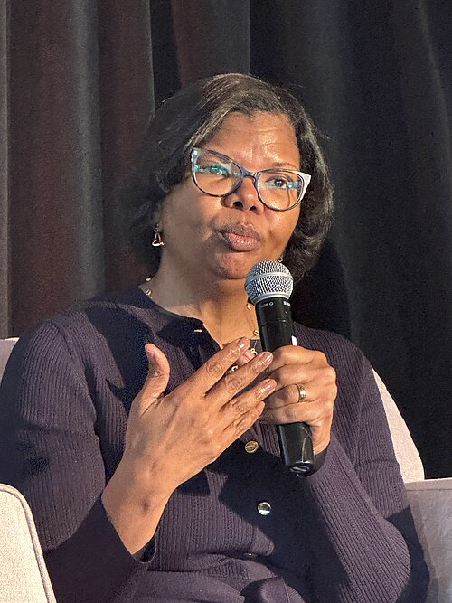 Dale Robinson Anglin, Director at Press Forward, speaking at the Library Leaders Conference at the 2025 Knight Media Forum in Miami, Florida in February 2025