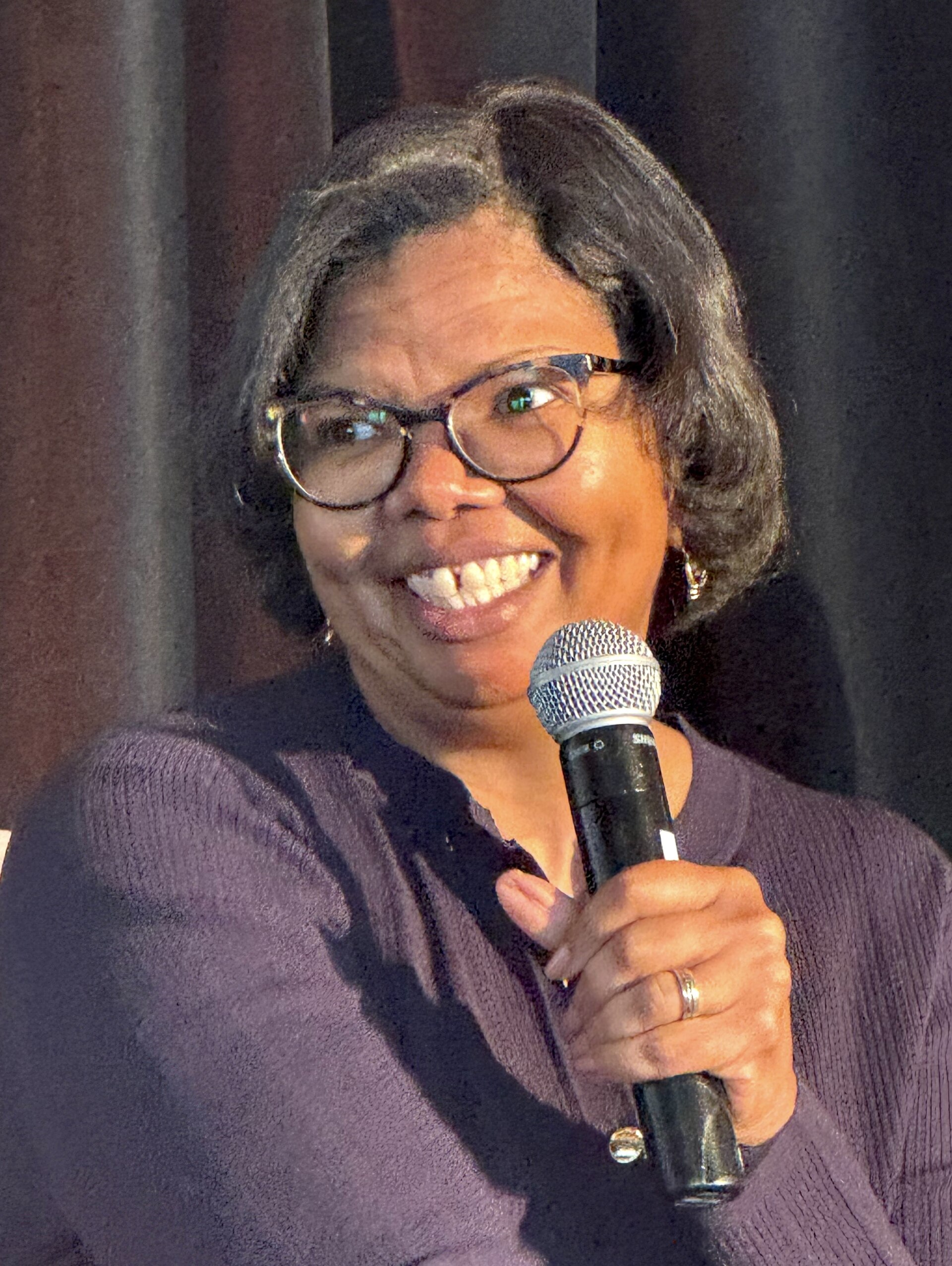 Dale Robinson Anglin, Director at Press Forward, speaking at the Library Leaders Conference at the 2025 Knight Media Forum in Miami, Florida in February 2025