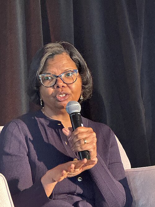 Dale Robinson Anglin, Director at Press Forward, speaking at the Library Leaders Conference at the 2025 Knight Media Forum in Miami, Florida in February 2025