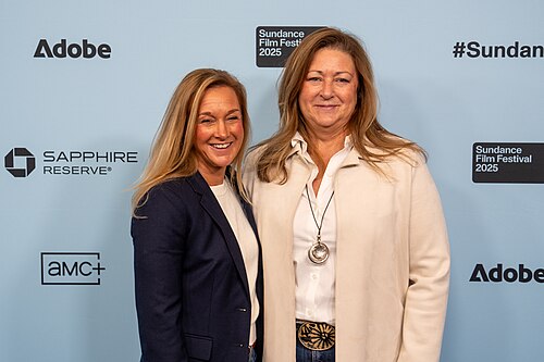 Dana Hunter and Leigh Vlasblom at the 2025 Sundance Film Festival for Bucks County, USA