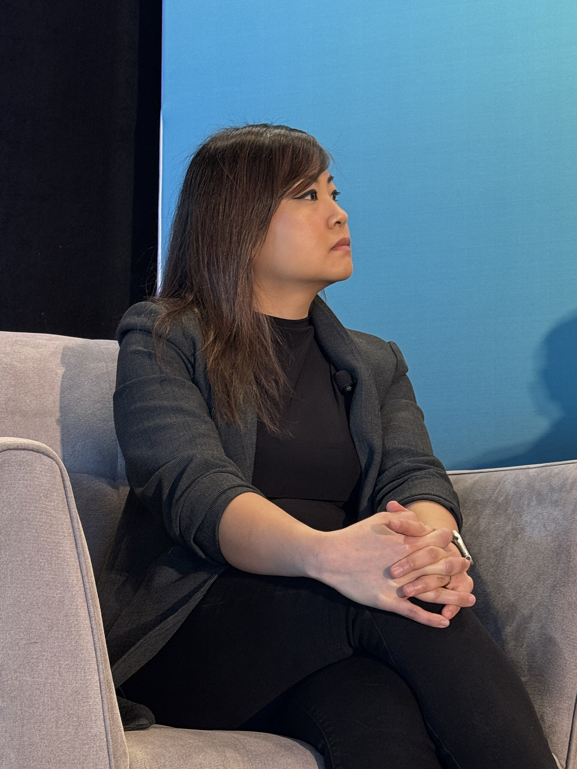 Davey Alba, Technology Reporter at Bloomberg News, speaking at the 2025 Knight Media Forum in Miami, Florida in February 2025