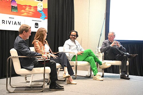David McCauley, Haley Lowry, Ambarish Mitra, Pieter Eenkema Van Dijk (l-r), panel at SXSW 2025 in Austin, Texas. "The Circularity Illusion: Why AI is Key to Closing the Loop".
