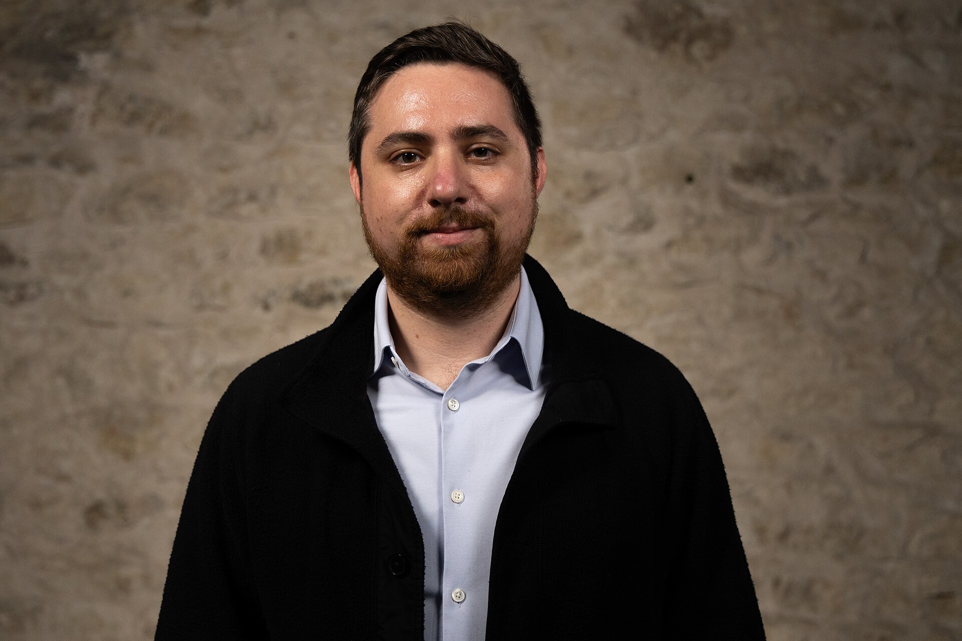 David Rosenthal, Civic Technologist, at the WikiPortraits studio at the 2025 SXSW Festival.