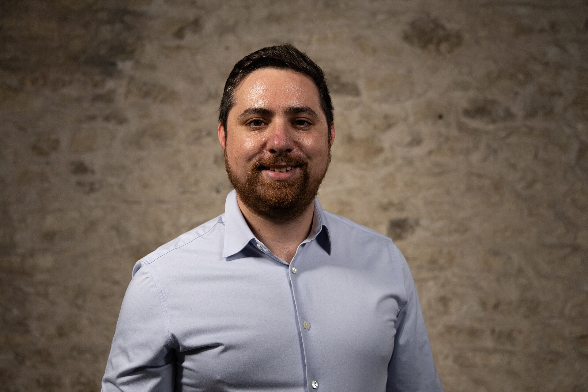 David Rosenthal, Civic Technologist, at the WikiPortraits studio at the 2025 SXSW Festival.