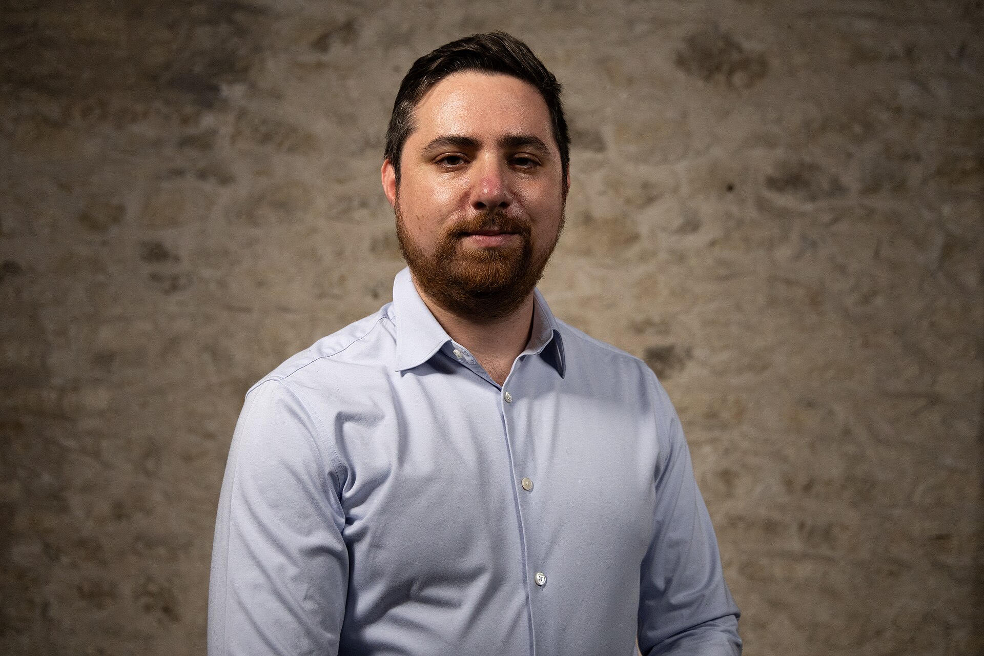 David Rosenthal, Civic Technologist, at the WikiPortraits studio at the 2025 SXSW Festival.