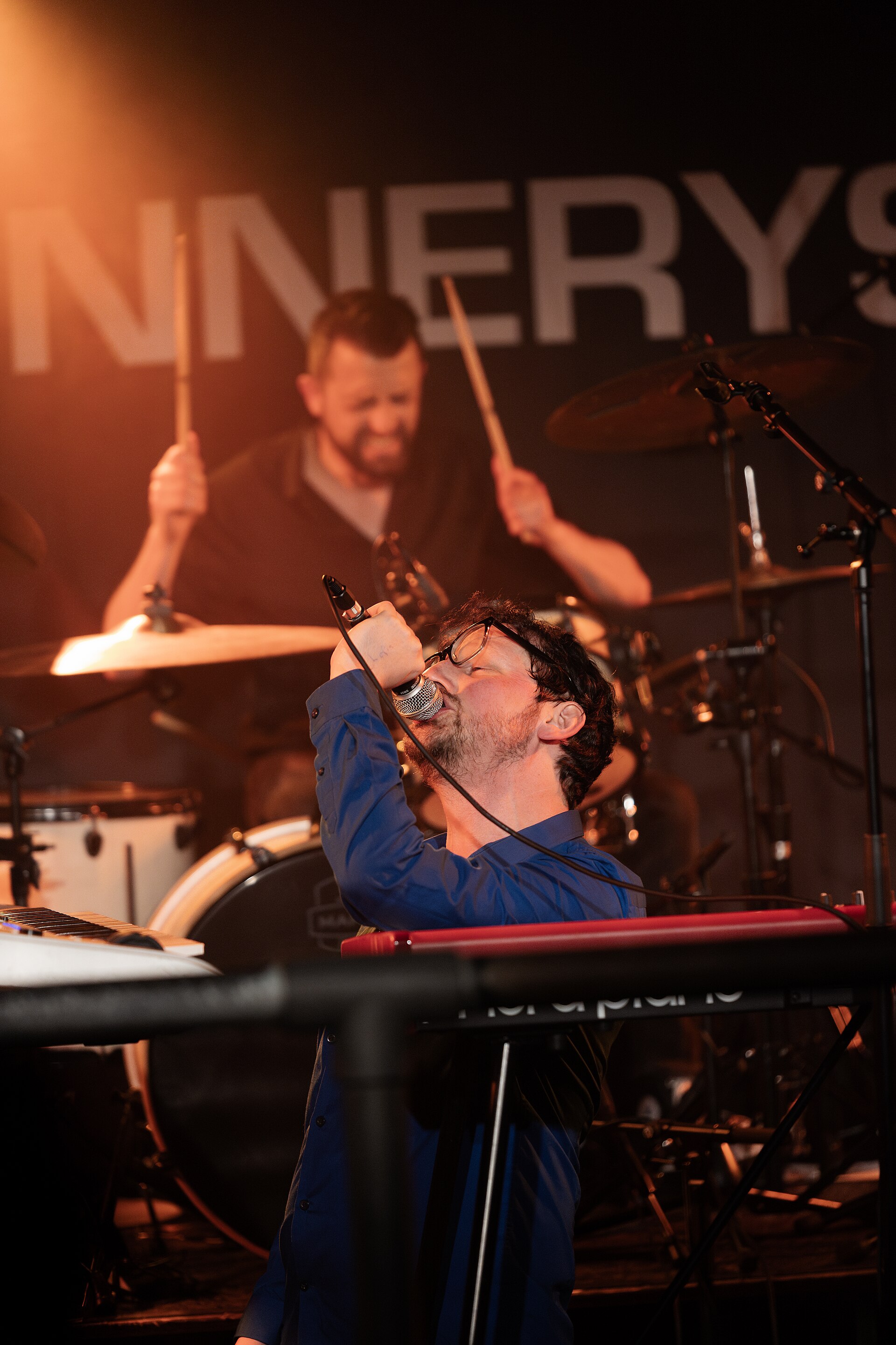 David Woodcock performs with his band, The Fixtures, at Chinnerys in Southend-on-Sea, May 25, 2025