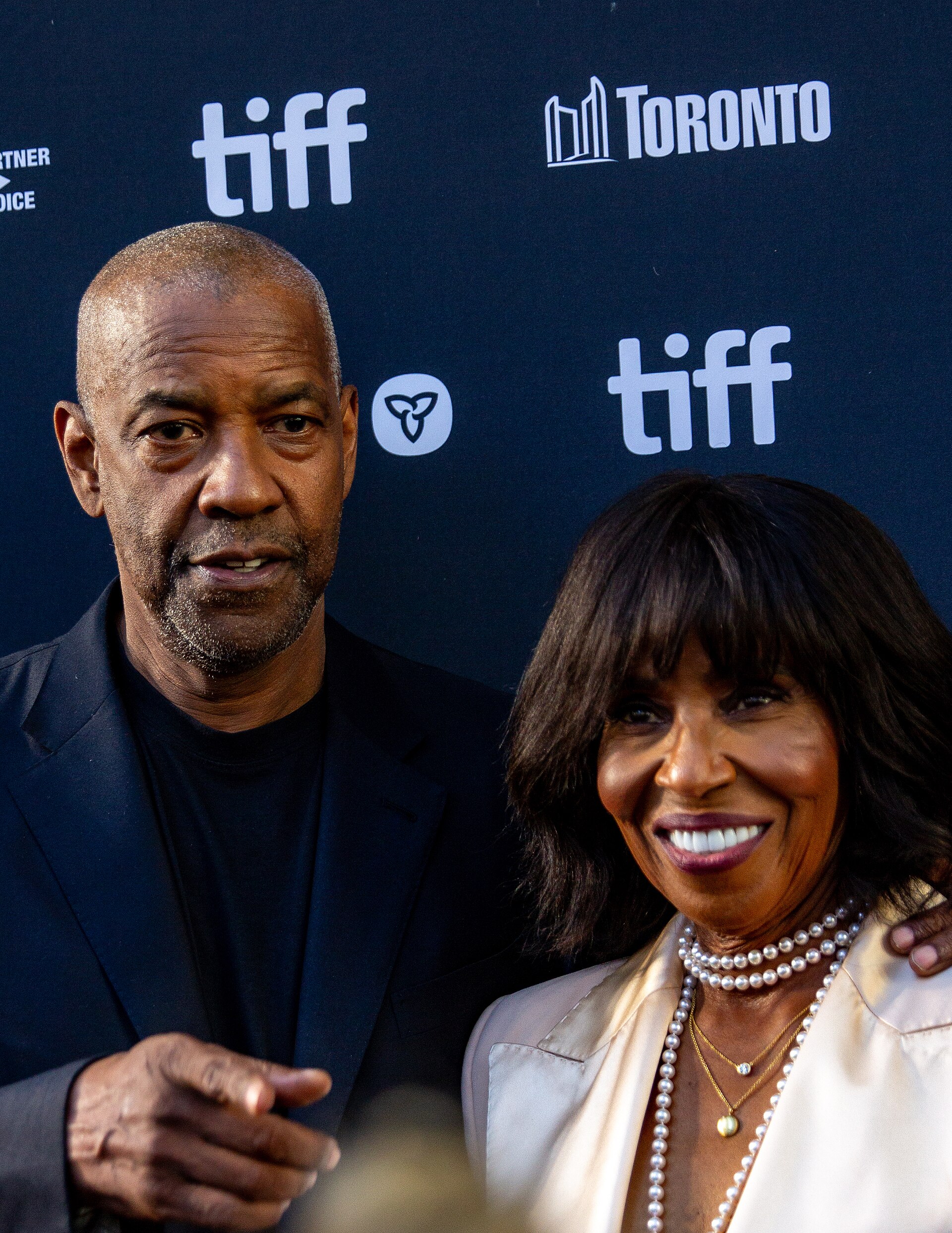 Denzel Washington and Pauletta Washington at the 2024 Toronto International Film Festival (TIFF) for the movie The Piano Lesson.