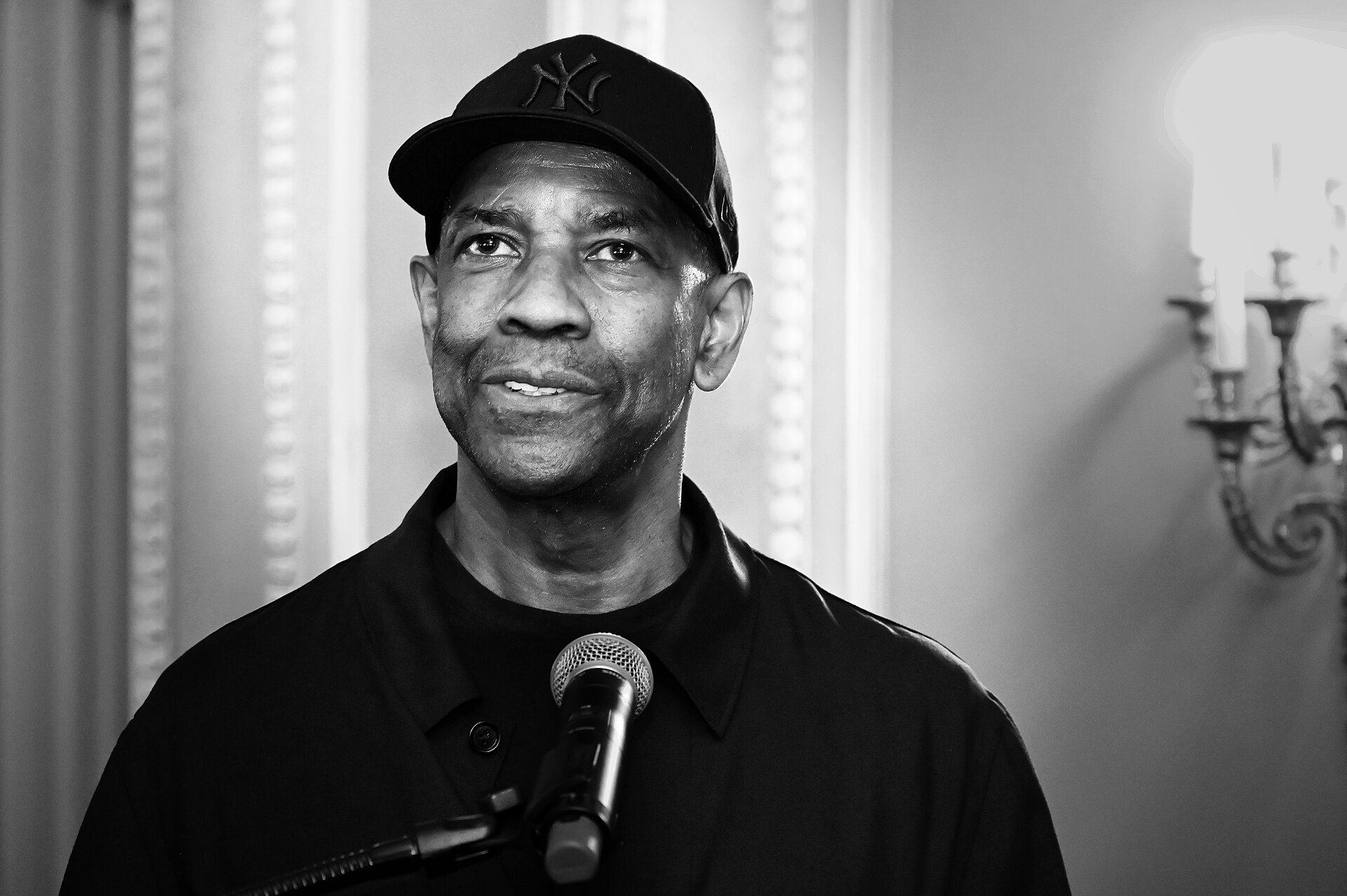 Denzel Washington at the unveiling of his Sardi's portrait, 2025