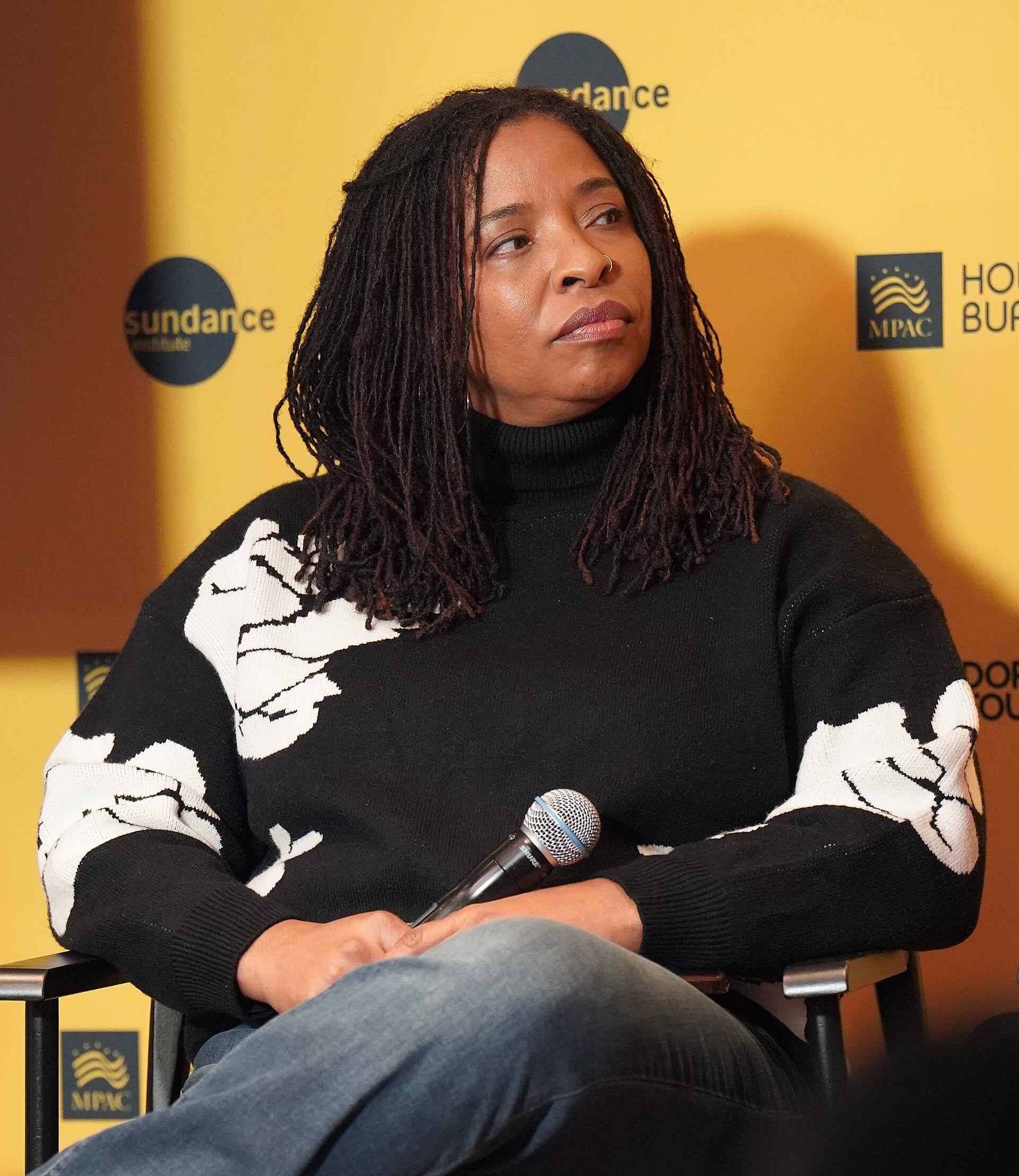 Desha Dauchan, director, speaking on Intersectional Muslim Stories panel at The Muslim House, Sundance, Park City UT. Jan 26, 2026