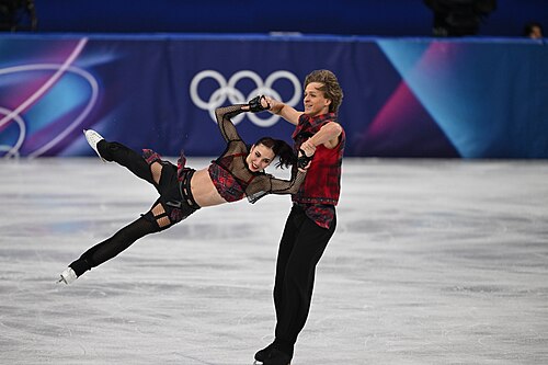 MILAN, ITALY - 09 FEBRUARY 2026: Diana Davis and Gleb Smolkin of Georgia compete during the Figureskating ice dance rhythm dance at the Olympic Winter Games Milano Cortina 2026 Milano Ice Skating Arena on February 09, 2026 in Milan, Italy