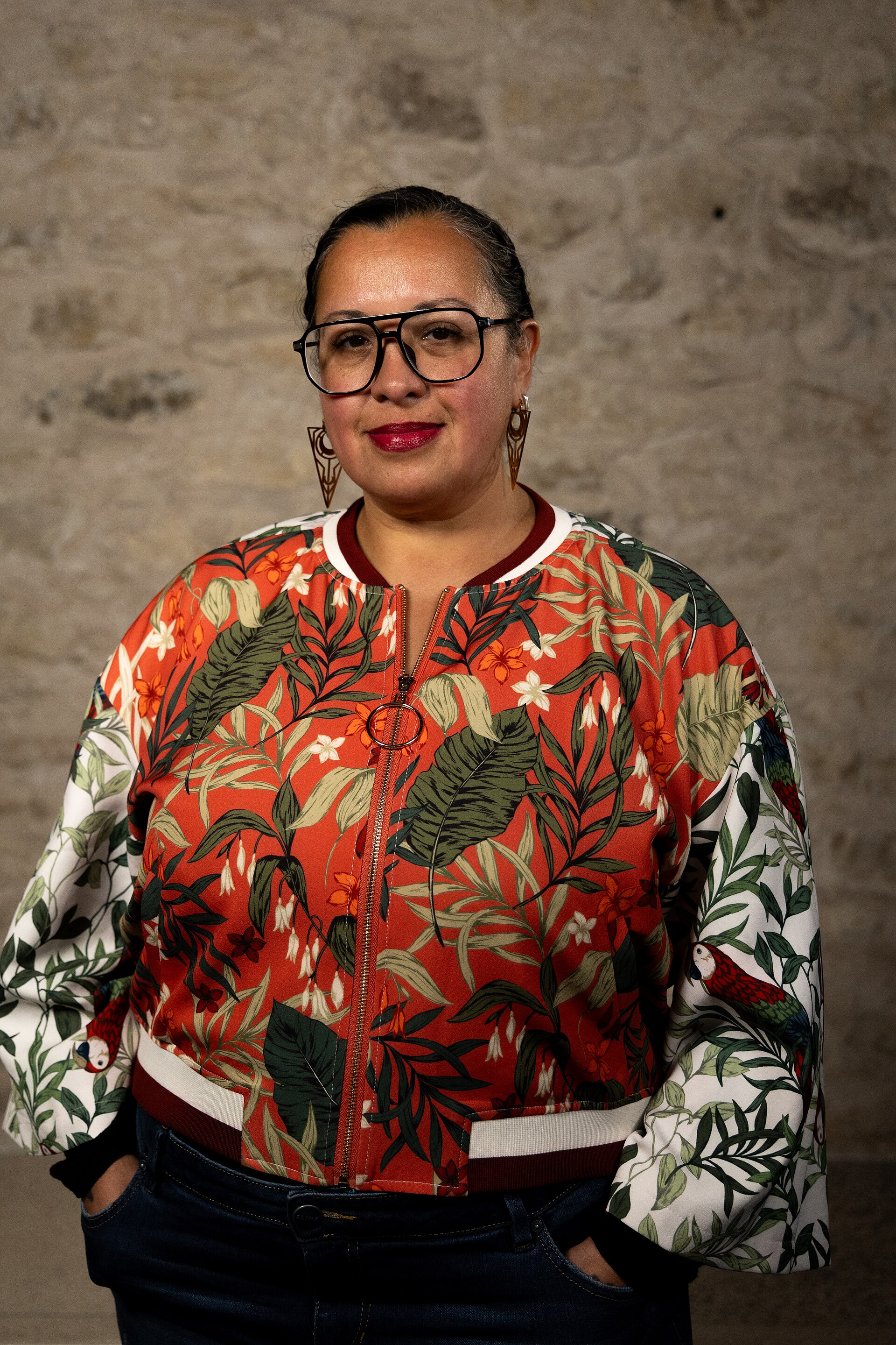 Diana Zuluaga, SXSW Theater Manager, at the WikiPortraits studio at the 2025 SXSW Festival.