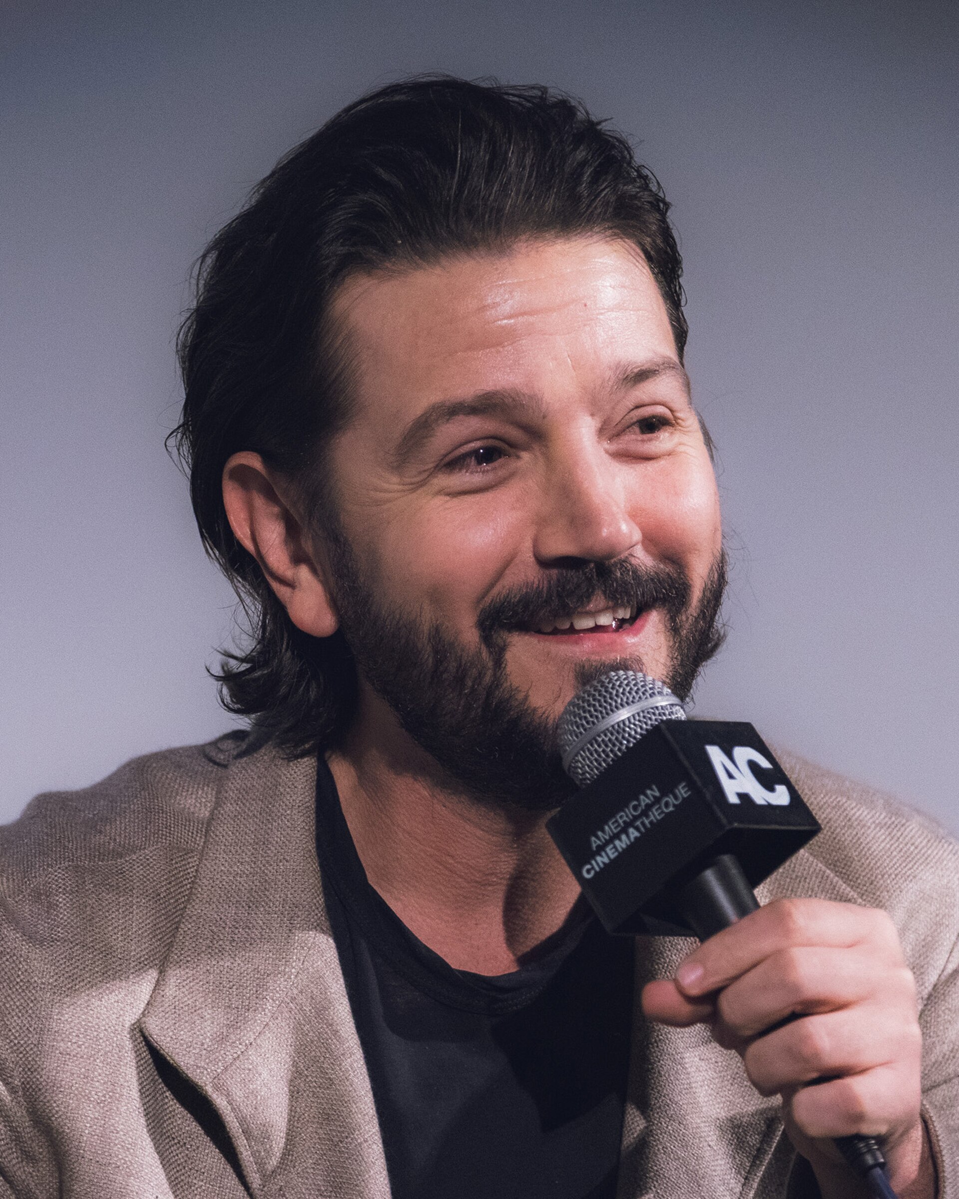 Diego Luna speaking at an FYC panel for Andor in Santa Monica, California.