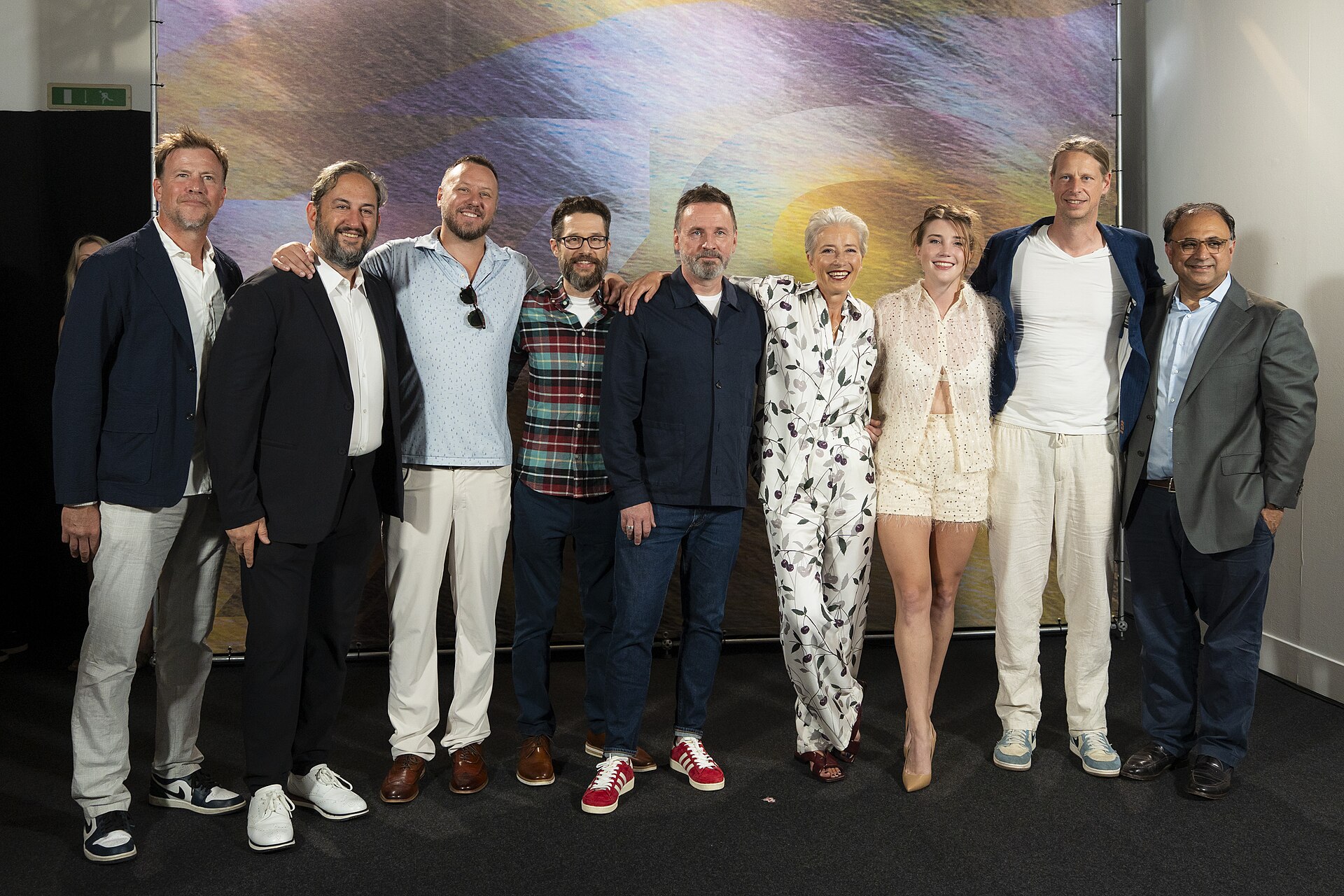 Director Brian Kirk and Emma Thompson , actress Emma Thompson and cast and crew at the 78th Locarno Film Festival photocall for Dead of Winter