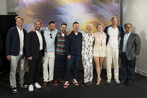 Director Brian Kirk and Emma Thompson , actress Emma Thompson and cast and crew at the 78th Locarno Film Festival photocall for Dead of Winter